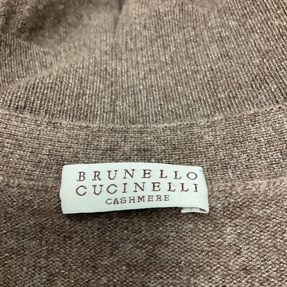 BRUNELLO CUCINELLI TAUPE CASHMERE KNIT AND SILK SWEATER - Picture 4 of 6